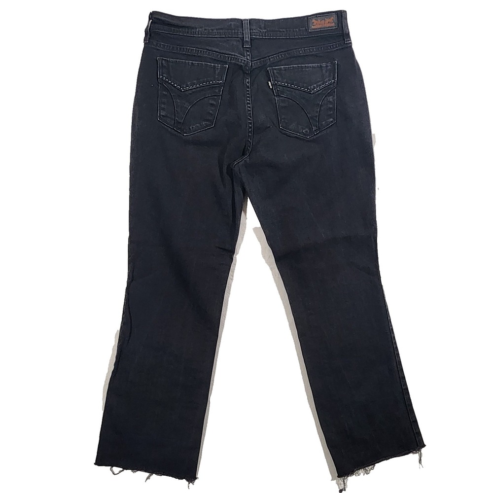 Y2K Levis 505 Jeans Womens 10 L W30 Straight Leg Bootcut Mid Rise Black Denim